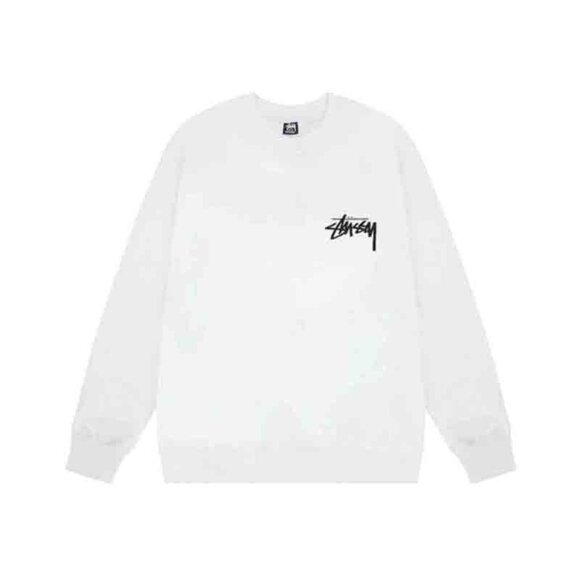 Men's Stussy Bear Print Round Neck White Sweatshirt - Picture 1 of 7